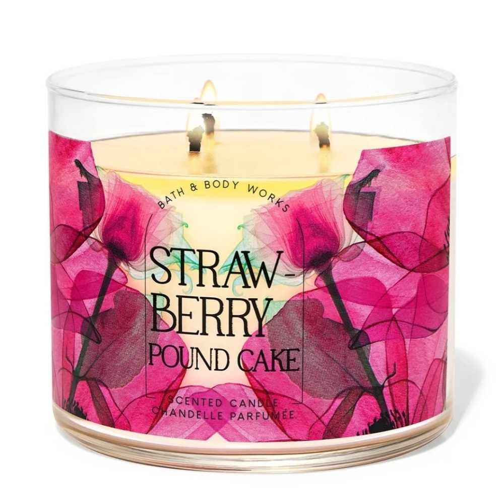 🆕️🍰🍓 BBW STRAWBERRY POUND CAKE 3 WICK CANDLE 🍓🍰